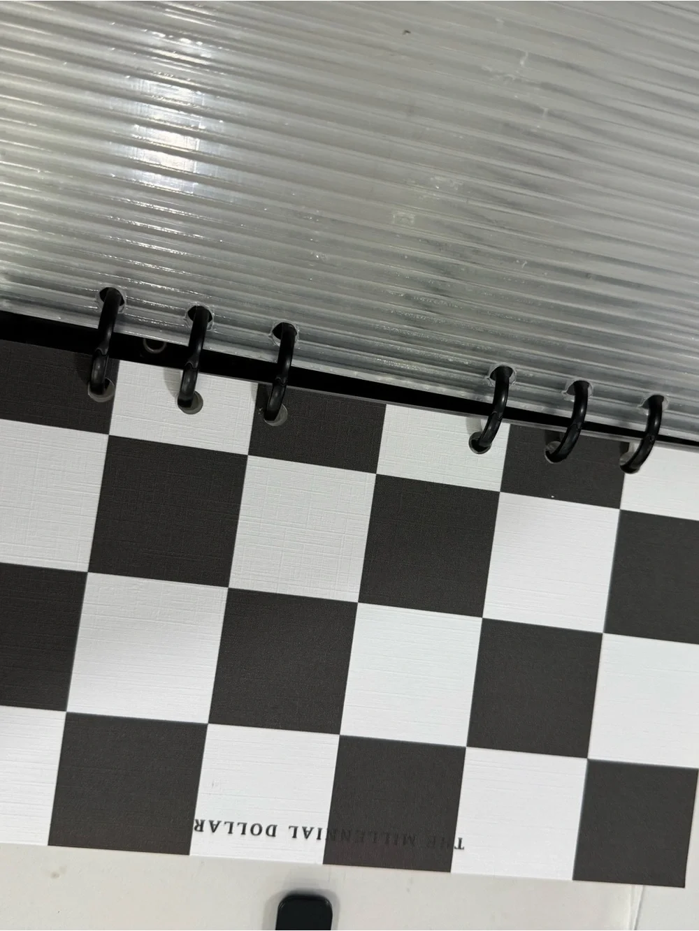 A6 Clothe and paper Clear Spiral binder with Black & White Checker Insert